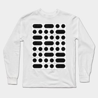 Mid-Century Modern Pattern No.13 - Black and White Concrete Long Sleeve T-Shirt